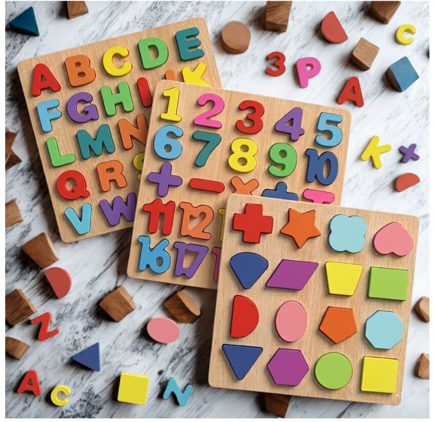 beauty bright 3in1 Wooden Alphabet Number Shape Learning Puzzel Board Set WD-134-picture-5