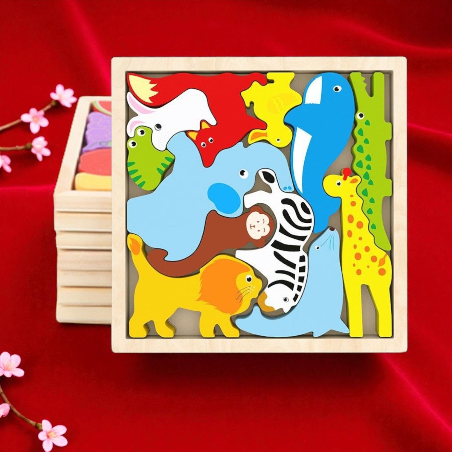 Multicolor Wooden Animal Puzzle – Fun & Educational Toy for Kids W42-image-31