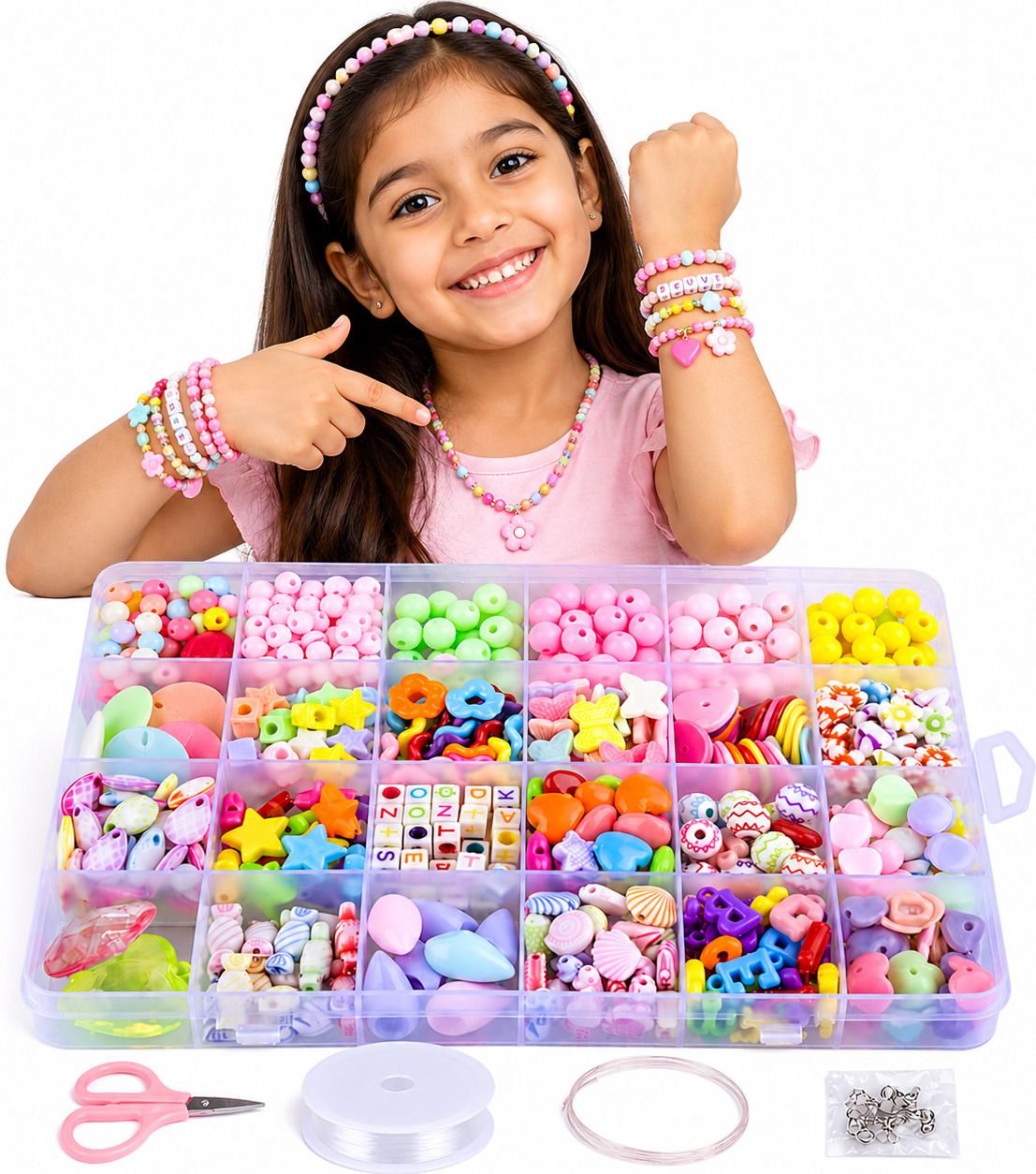 omnesta DIY Jewelry Making Kit, Beads, Charms, Girls, and Kids.-picture-35