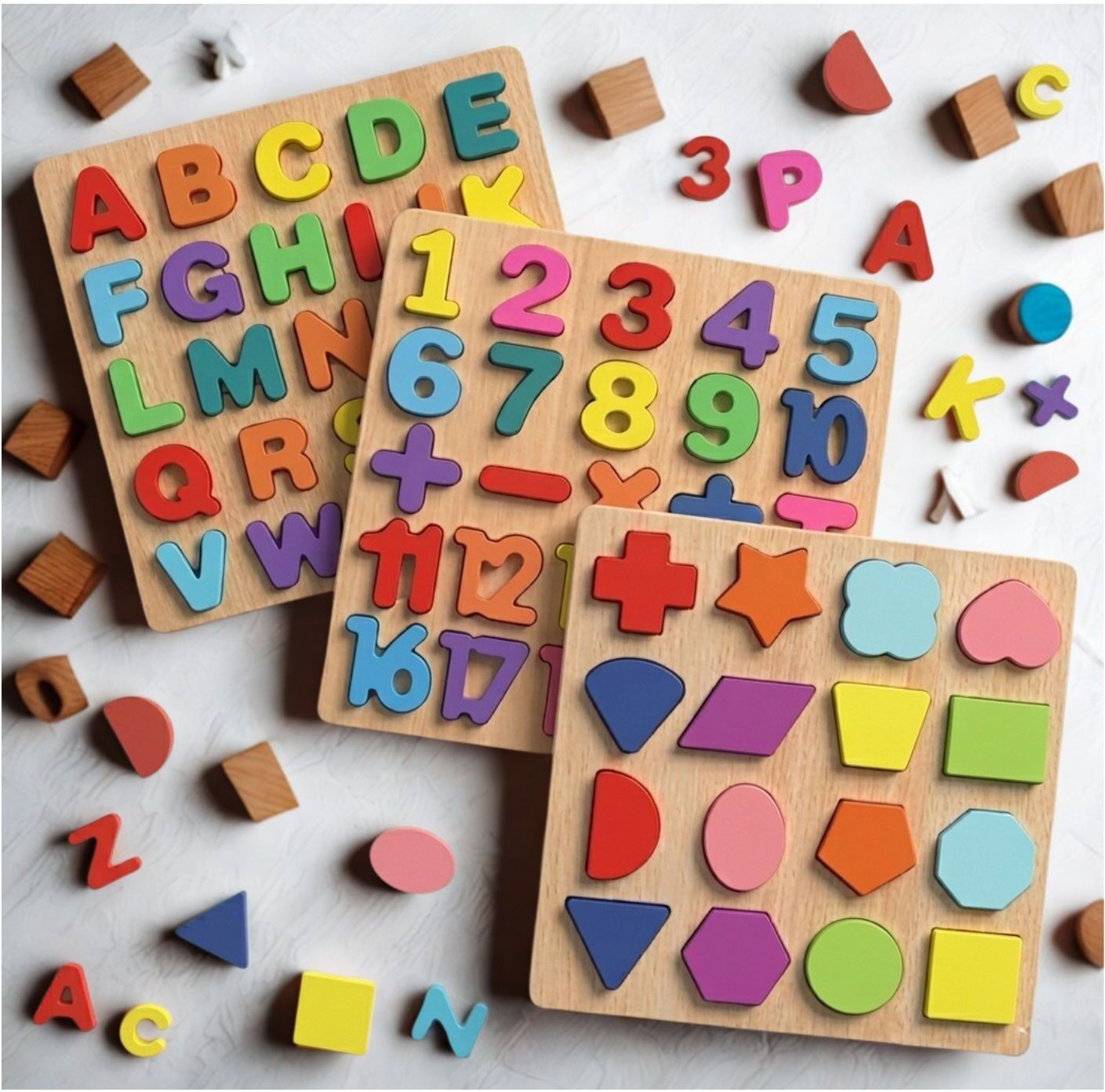 beauty bright Preschool Wooden Alphabet Number Shape Puzzle Board Learning Toy B1T689-picture-14