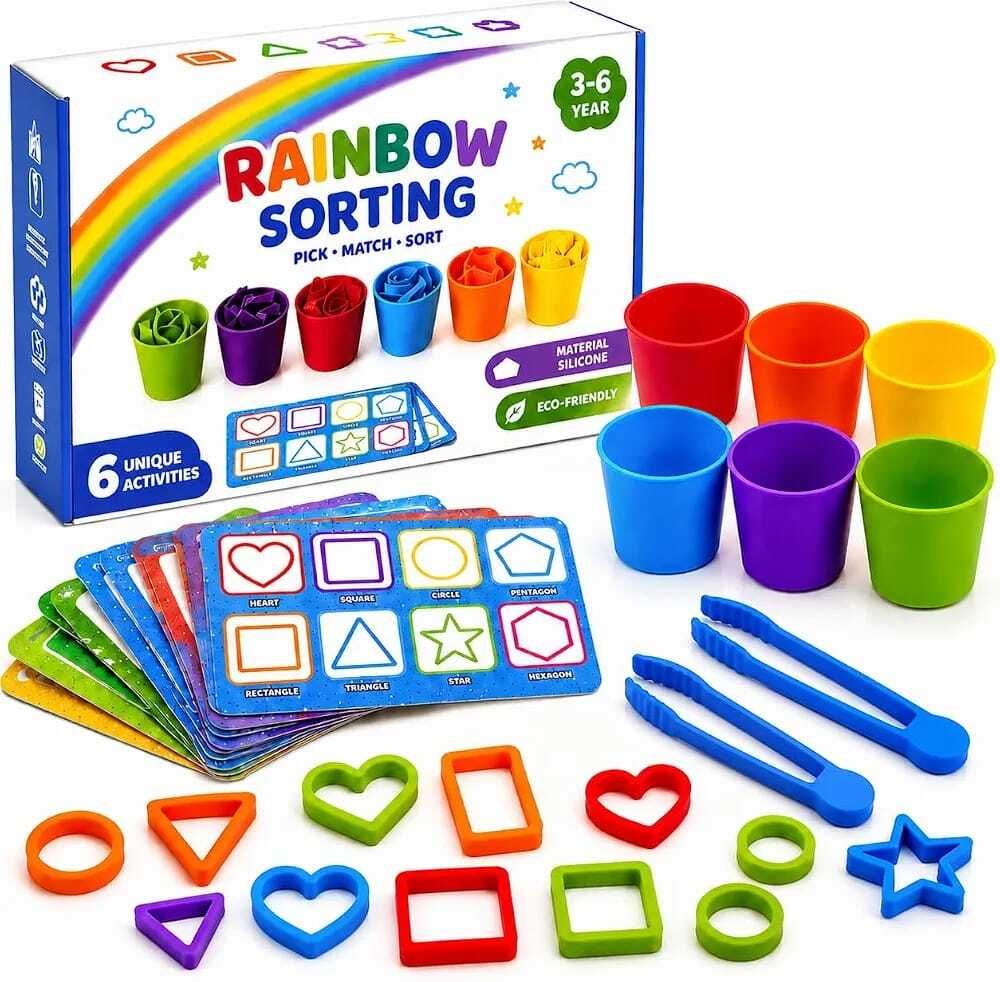 unicraft Silicone Rainbow Shape Sorting Game for Kids, Montessori Learning Toy-picture-43
