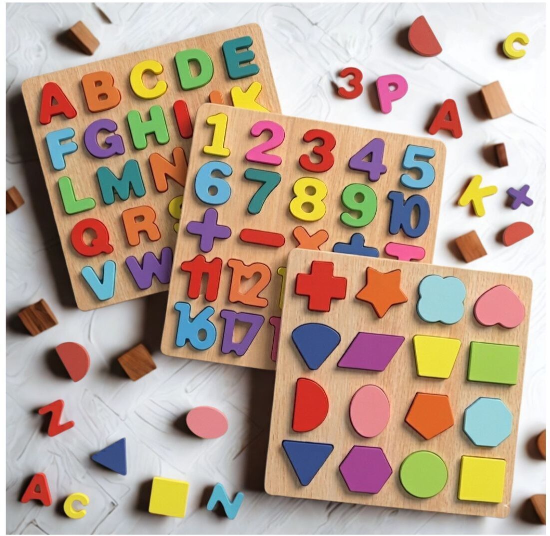 beauty bright 3 in 1 Montessori Wooden Learning Board Alphabet Number Shape Puzzle B1T705-picture-48