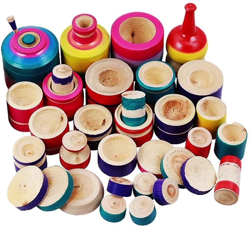 retail charms Traditional Wood Kitchen Set - Multi Colour Choppu Saman Set 32 Piece-picture-44