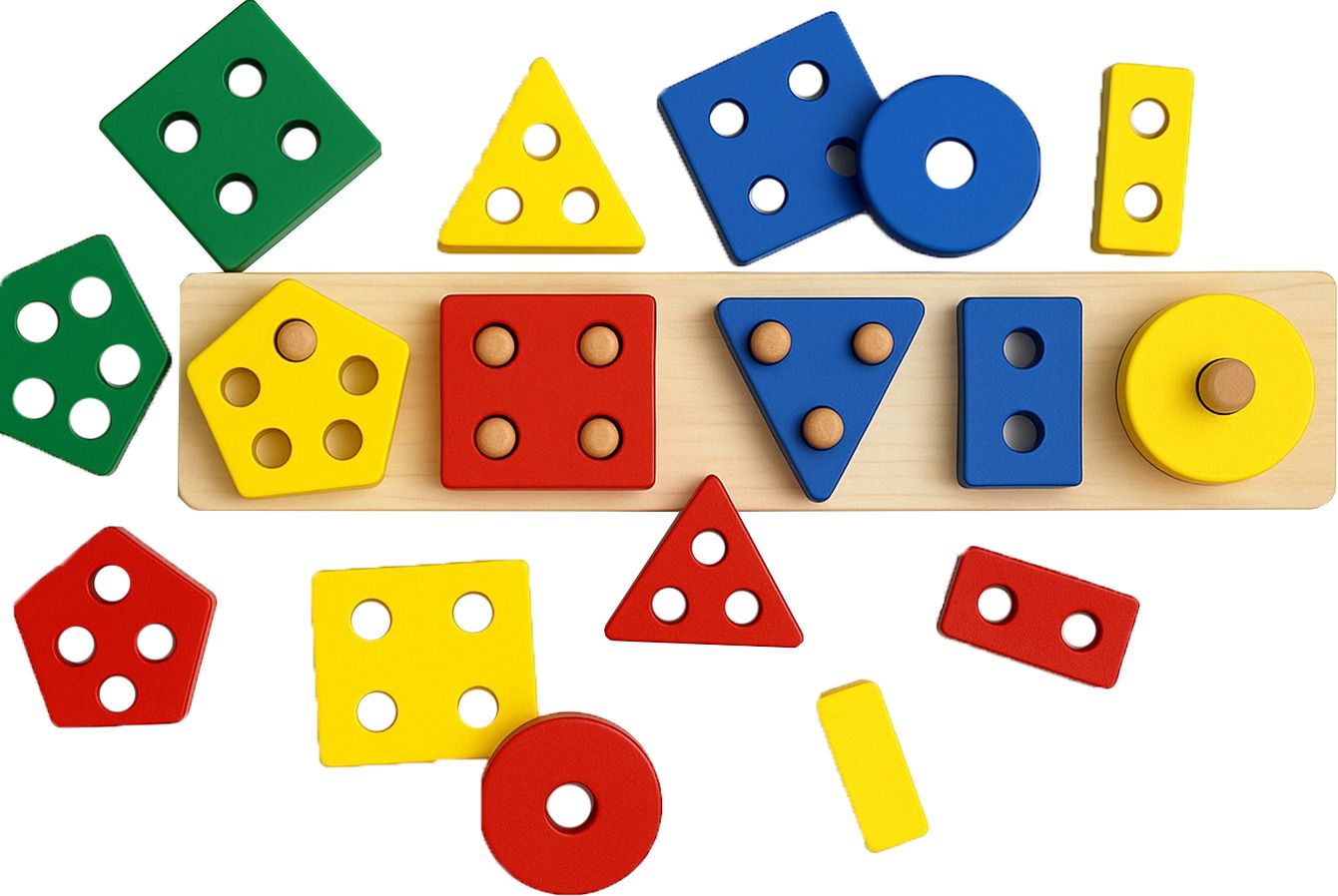 pumpkin toys Wooden Geometric Shapes Puzzles 5 Column Shapes and Colours Stacker-picture-20