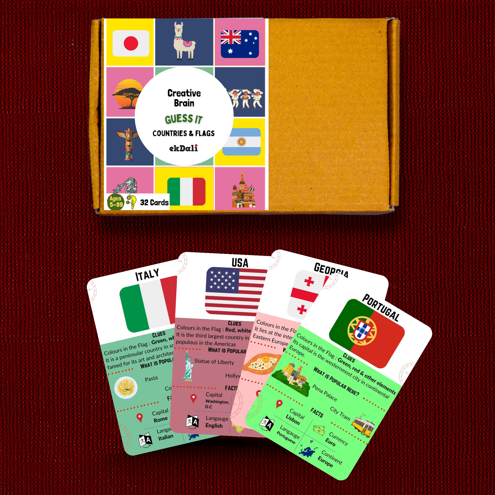 ekdali Flag Recognition Flashcards: Discover the Flags of 32 Countries image 1
