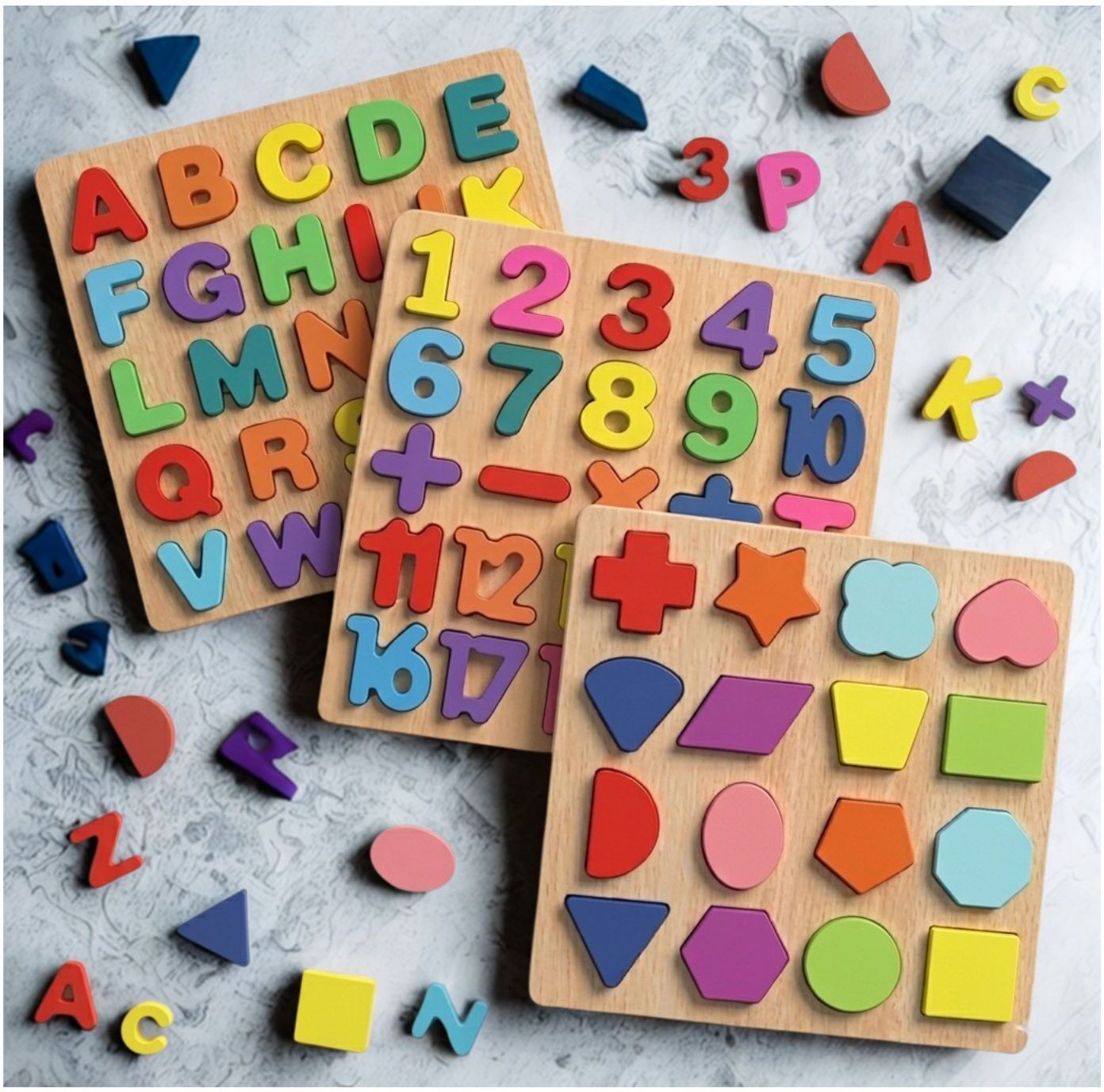 Wooden ABC Number Shape Puzzle Board Montessori Learning Toy for Kids M1S693-image-14