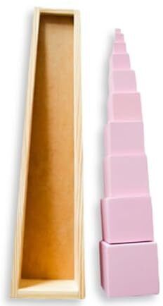 Wooden Montessori Pink Tower Square Blocks Toy Set for Toddler & Kids Baby Toys-image-6