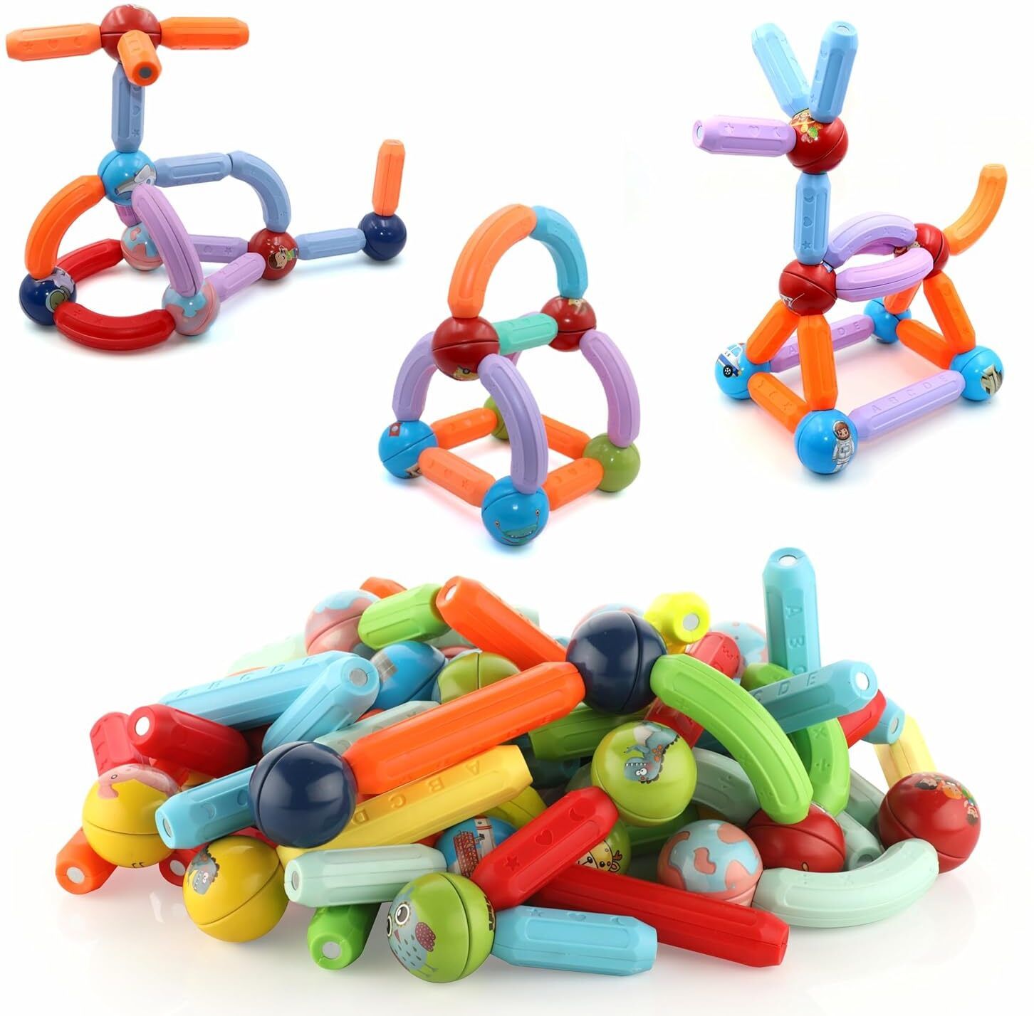 64 PCS Magnetic Construction Sticks Toy | Creative Learning Play Set-image-20