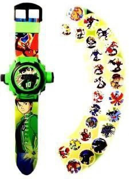 New Cartoon Projector Watch, Automatic Projector 24 Crids [Pack 1, Green]