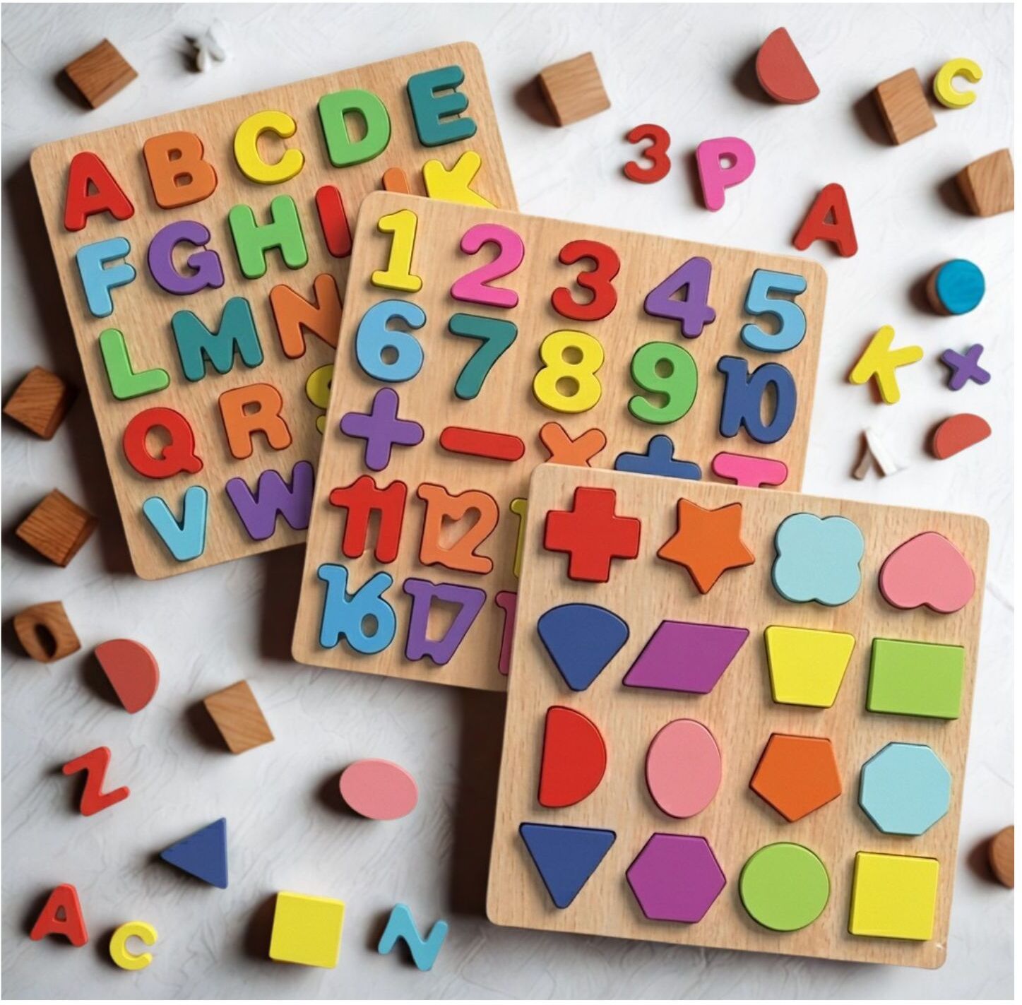 Wooden ABC Number Shape Puzzle Board Montessori Learning Toy for Kids M1S679-image-28