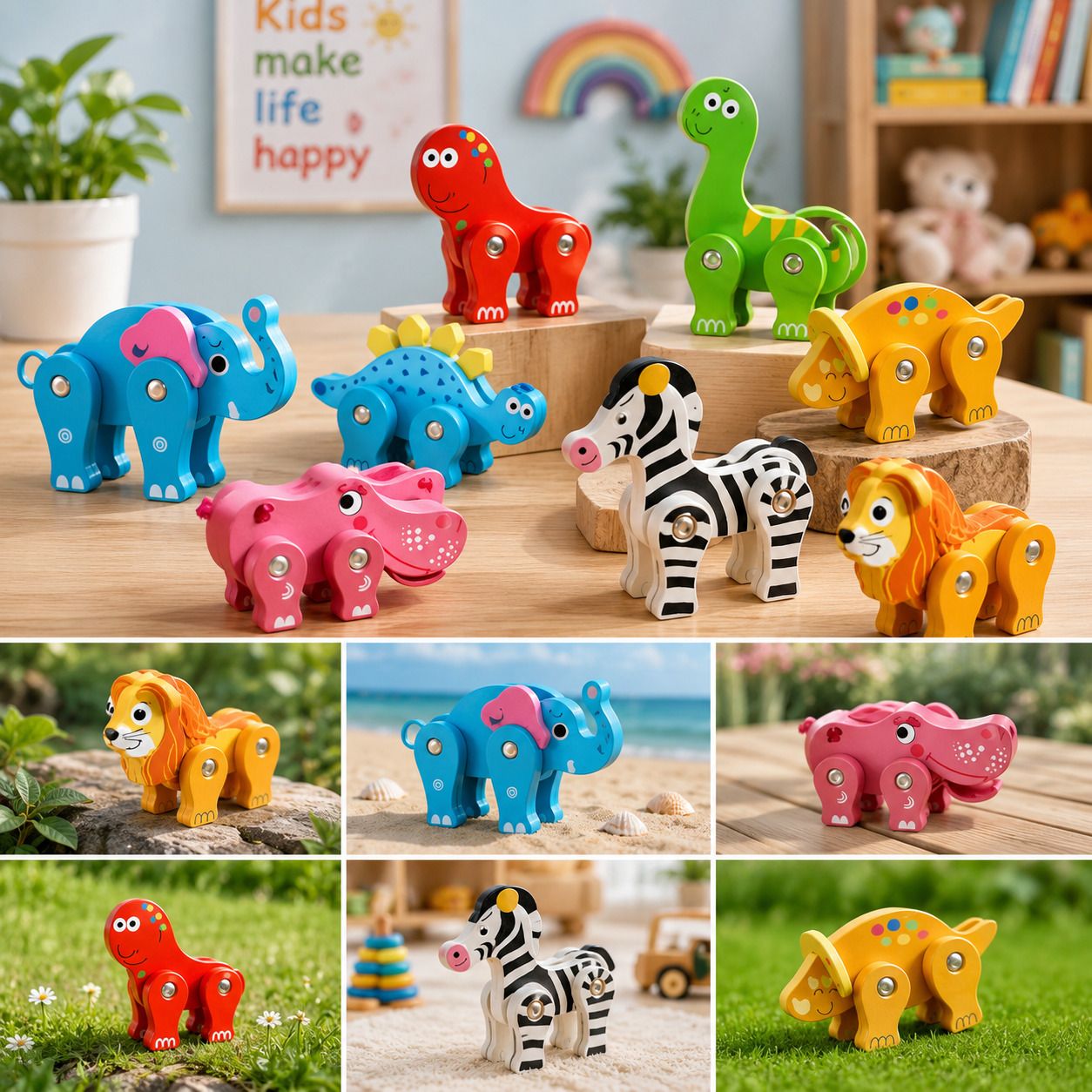 raahi enterprise Wooden Animal Building Blocks Toy Set for Kids – 8 Piece-picture-39