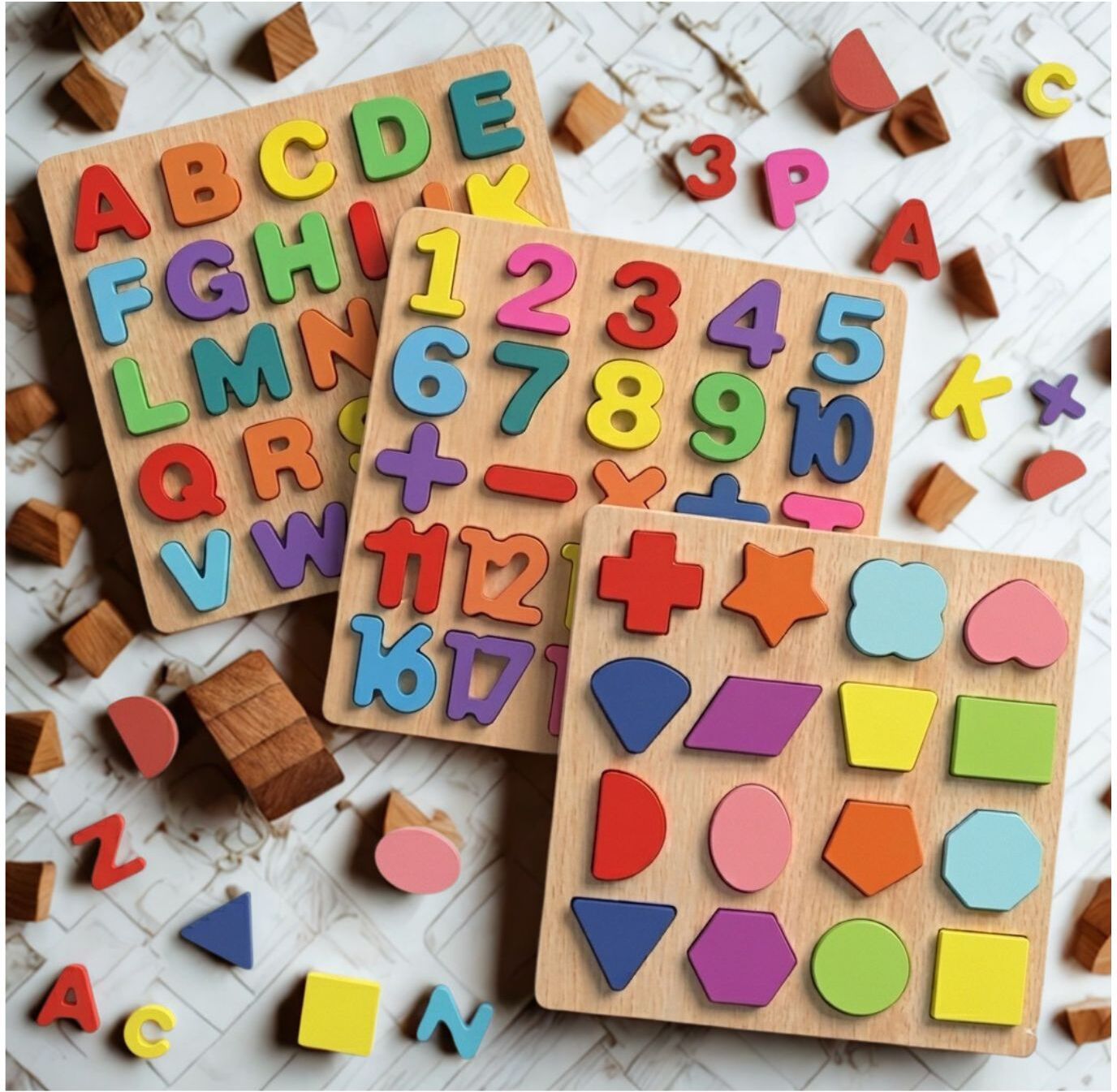 beauty bright Kids Wooden Learning Puzzle Board ABC Number Shape Educational Toy B1T703-picture-39