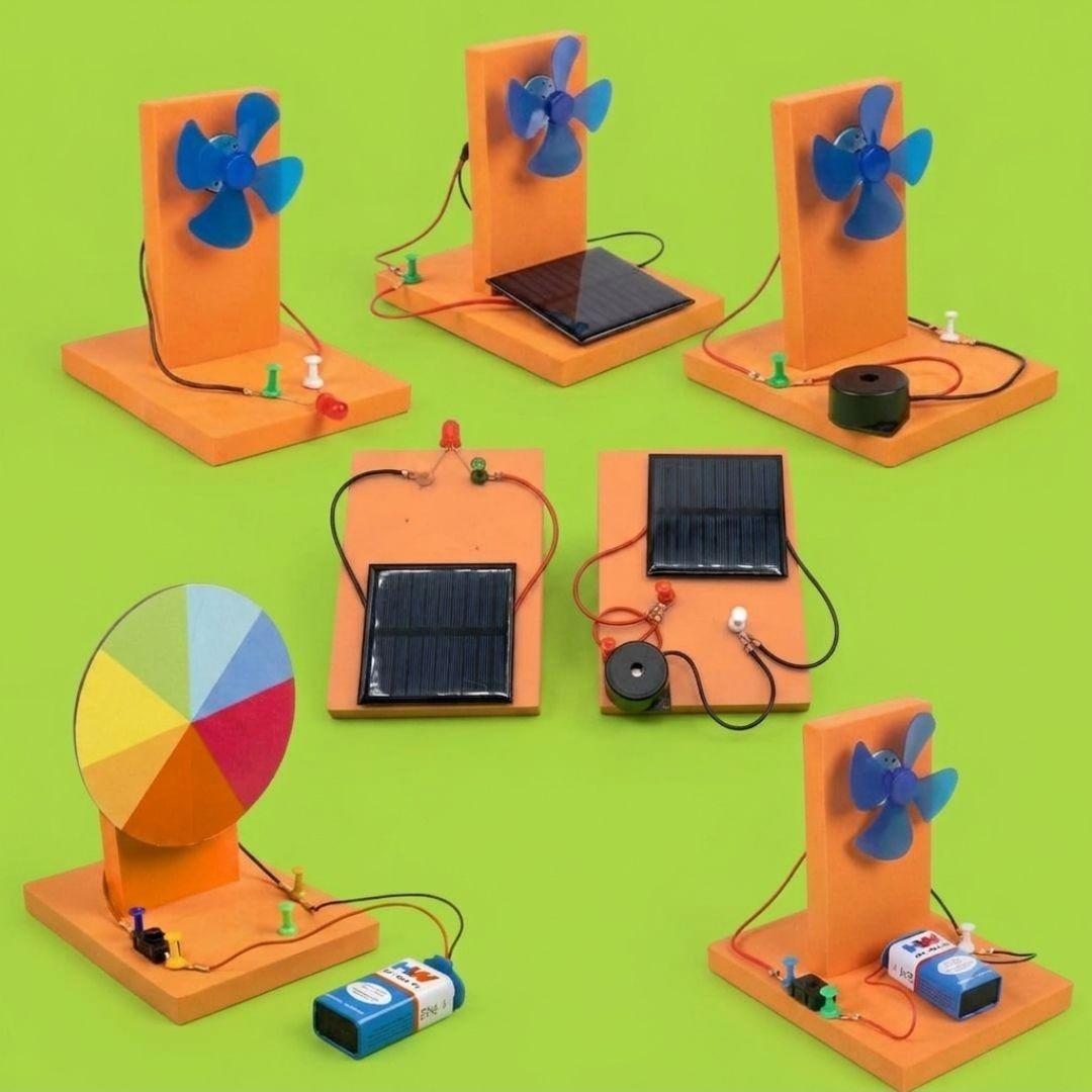 erhindia 7 in 1 DIY Windmill Activity Kit Solar Panel LED Newtons Disk STEM Model-picture-8