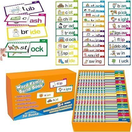 Word Family Build Book,Learn to Read Phonics for Kids,30 Read & Rhyme Flip Books