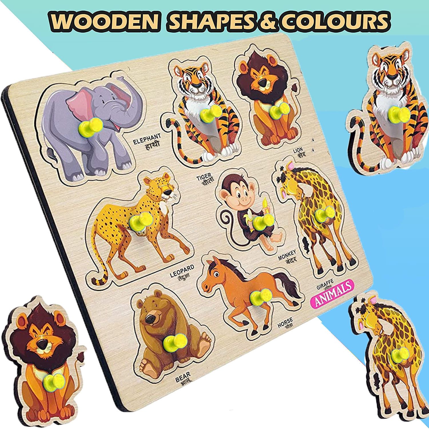 3D Books Learning Toys Jigsaw puzzle Wooden Animals Name matching Puzzle Board-image-27