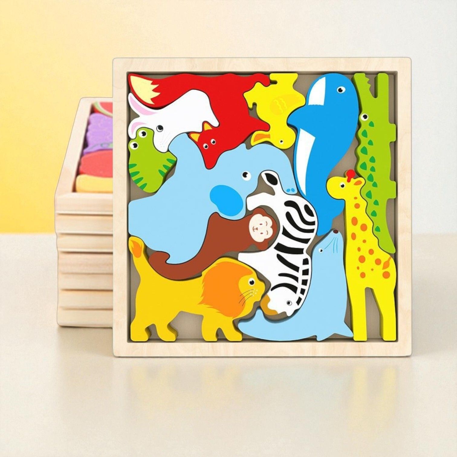 vhd Multicolor Wooden Animal Puzzle – Fun & Educational Toy for Kids W95-picture-32