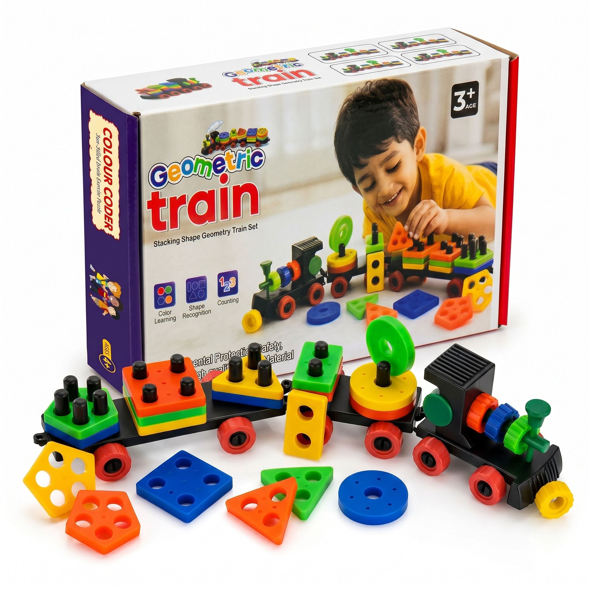 Montessori Wooden Train Toy with Shape Sorter Blocks for Toddlers Age 3-5-image-5