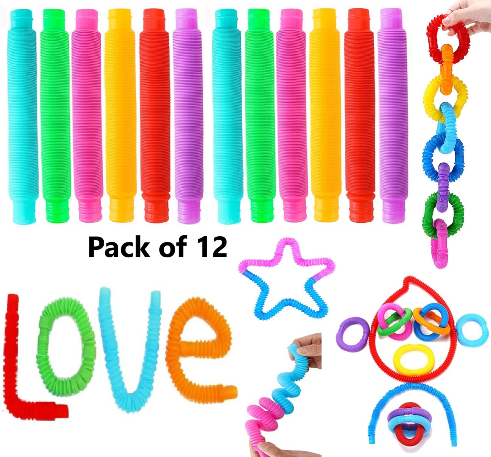 jolywell 12 Pop Tube Toys For Kids, Pop Tubes Sensory, Pipe Tube Toys For Girls/Boys-picture-15