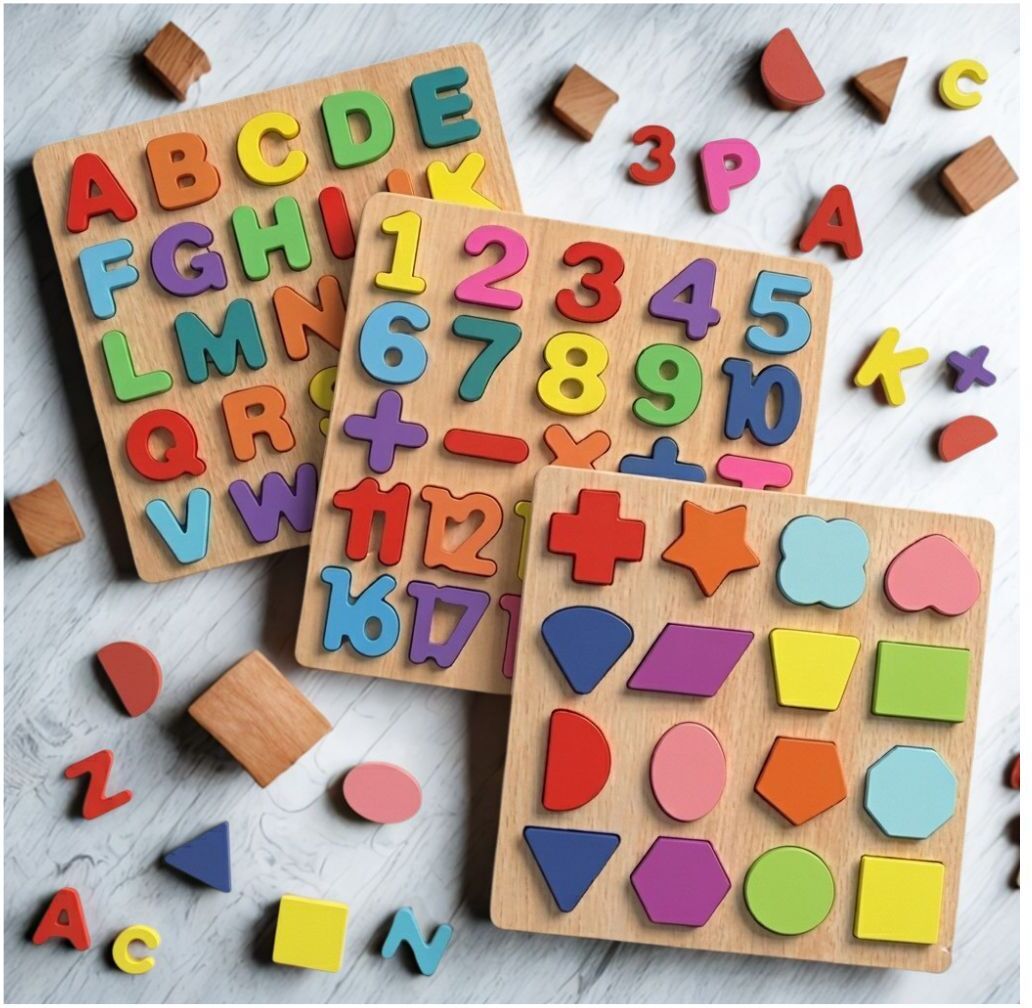 Wooden Educational Puzzle Board Alphabet Number Shape Learning Toy Kids B1T728-image-43