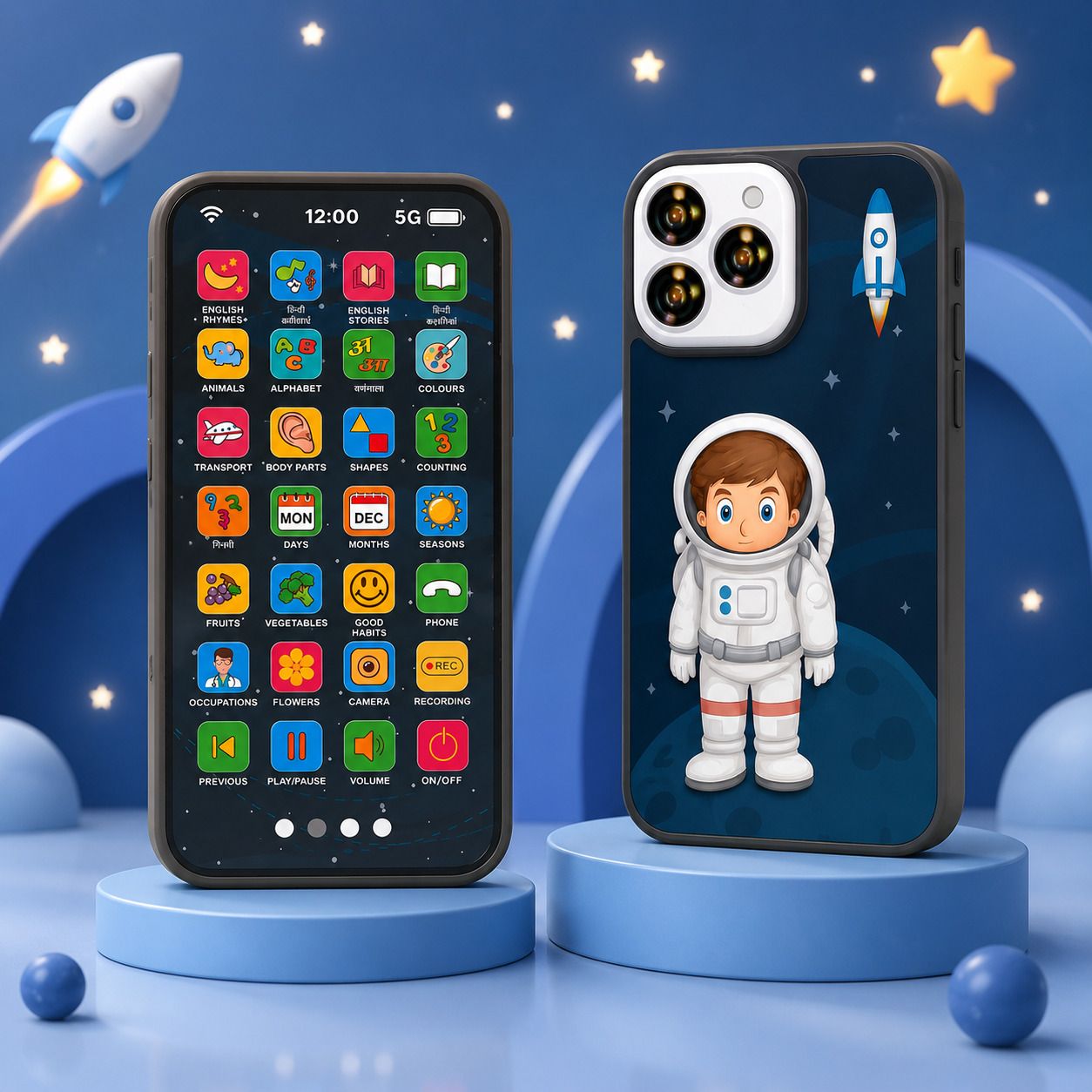 papa bear Phone Astronaut Theme 28 Functions Rechargeable Learning Phone for Kids Age 2+-picture-37
