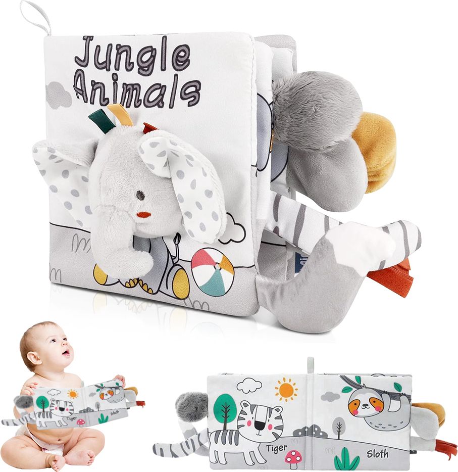 qpets Elephant Baby Books 0-6 Months Soft Sensory Toys Early Education for Toddlers-picture-10