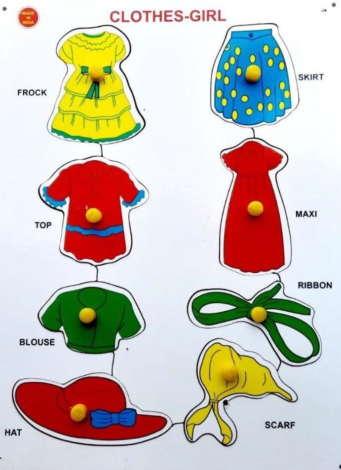 Wooden Girl Clothes Educational Puzzle for Children, Montessori with Knobs-image-3