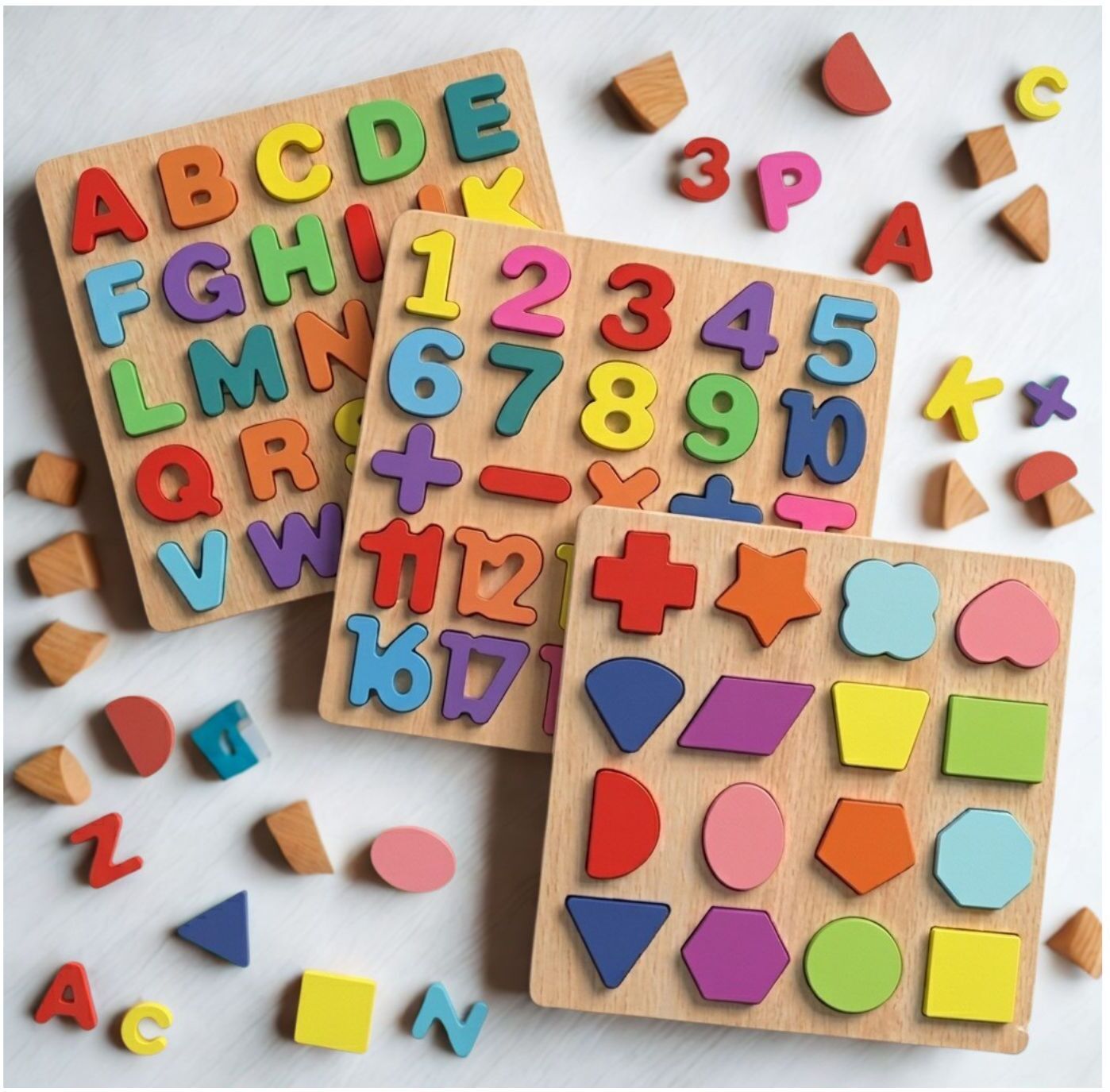 Wooden Educational Learning Board ABC Number Shape Puzzle for Kids M1S695-image-31