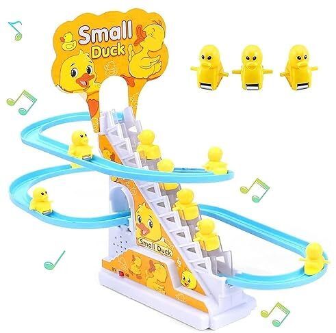 adhira toys 3 Small Ducks Stair Climbing Toys for Kids, Escalator Toy with Lights and Music-picture-13