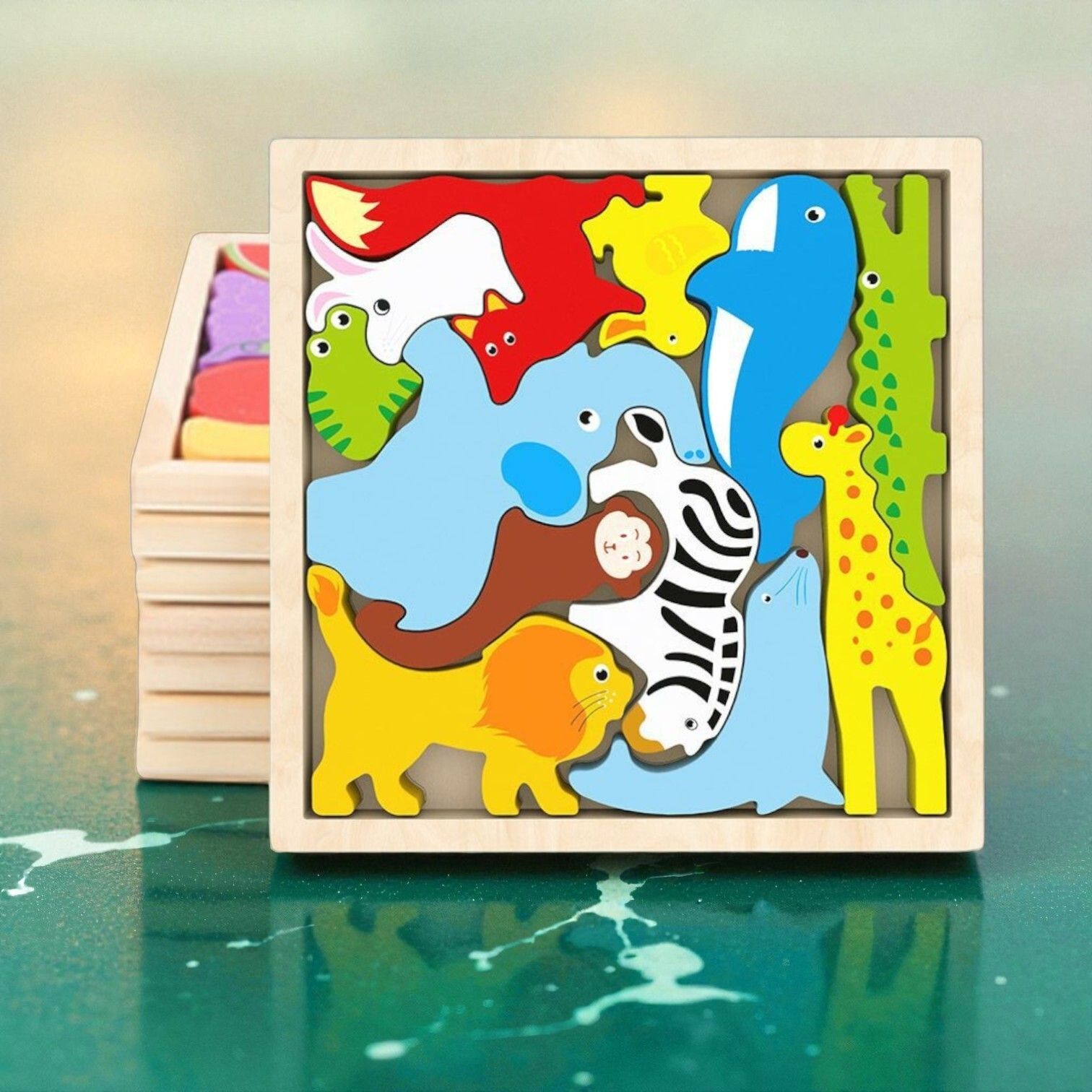 Multicolor Wooden Animal Puzzle – Fun & Educational Toy for Kids W111-image-44