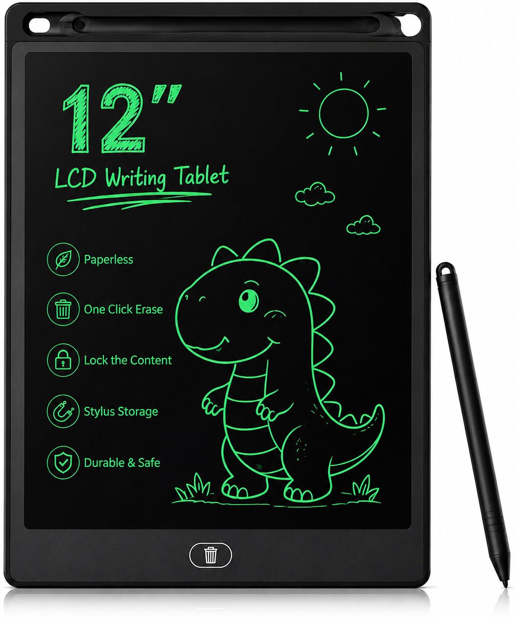 zarwar 12 Inch LCD Writing Pad with One-Touch Erase For Kids & Adults-picture-1