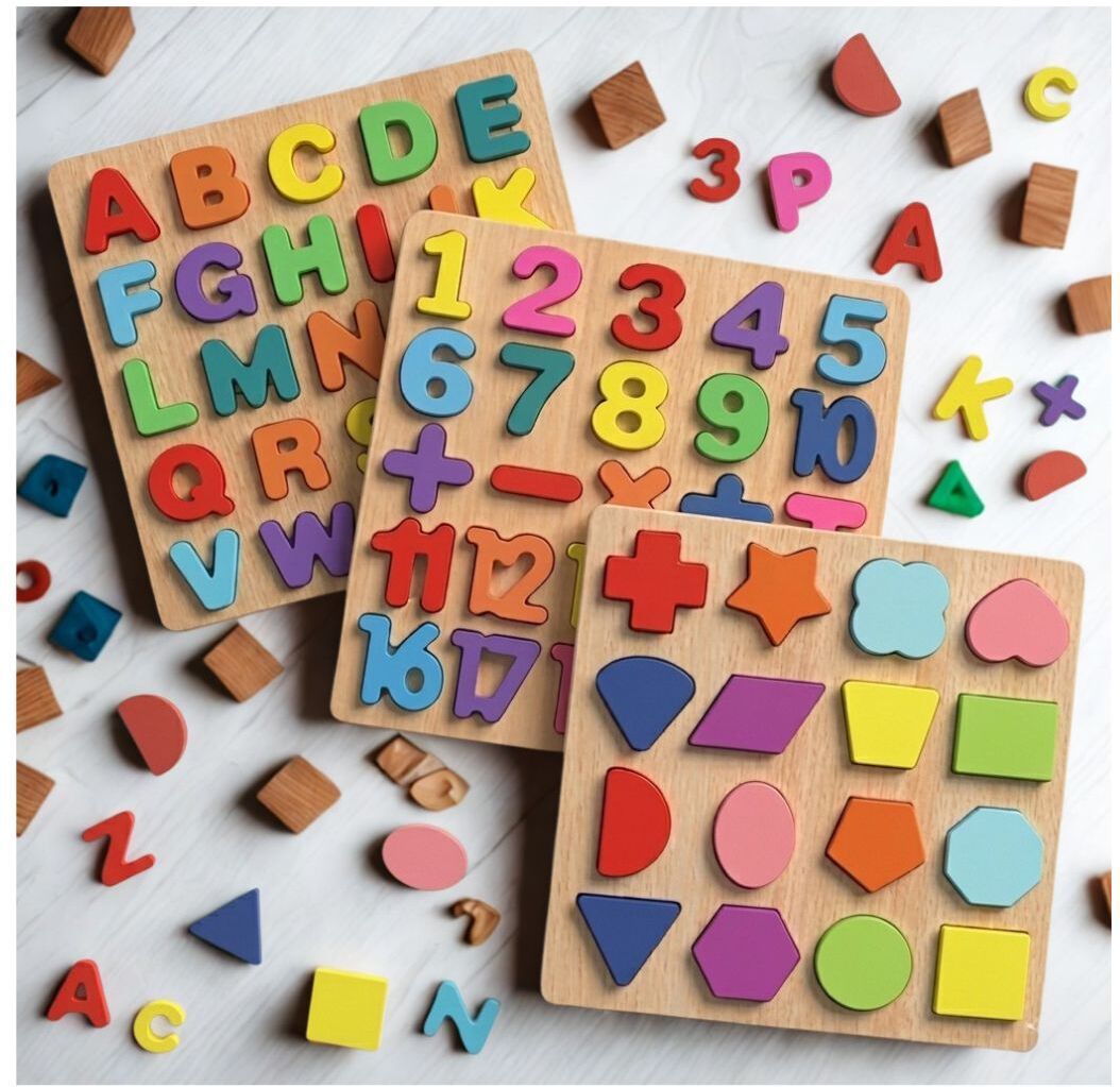 Wooden ABC Number Shape Puzzle Board Montessori Learning Toy for Kids M1S723-image-37