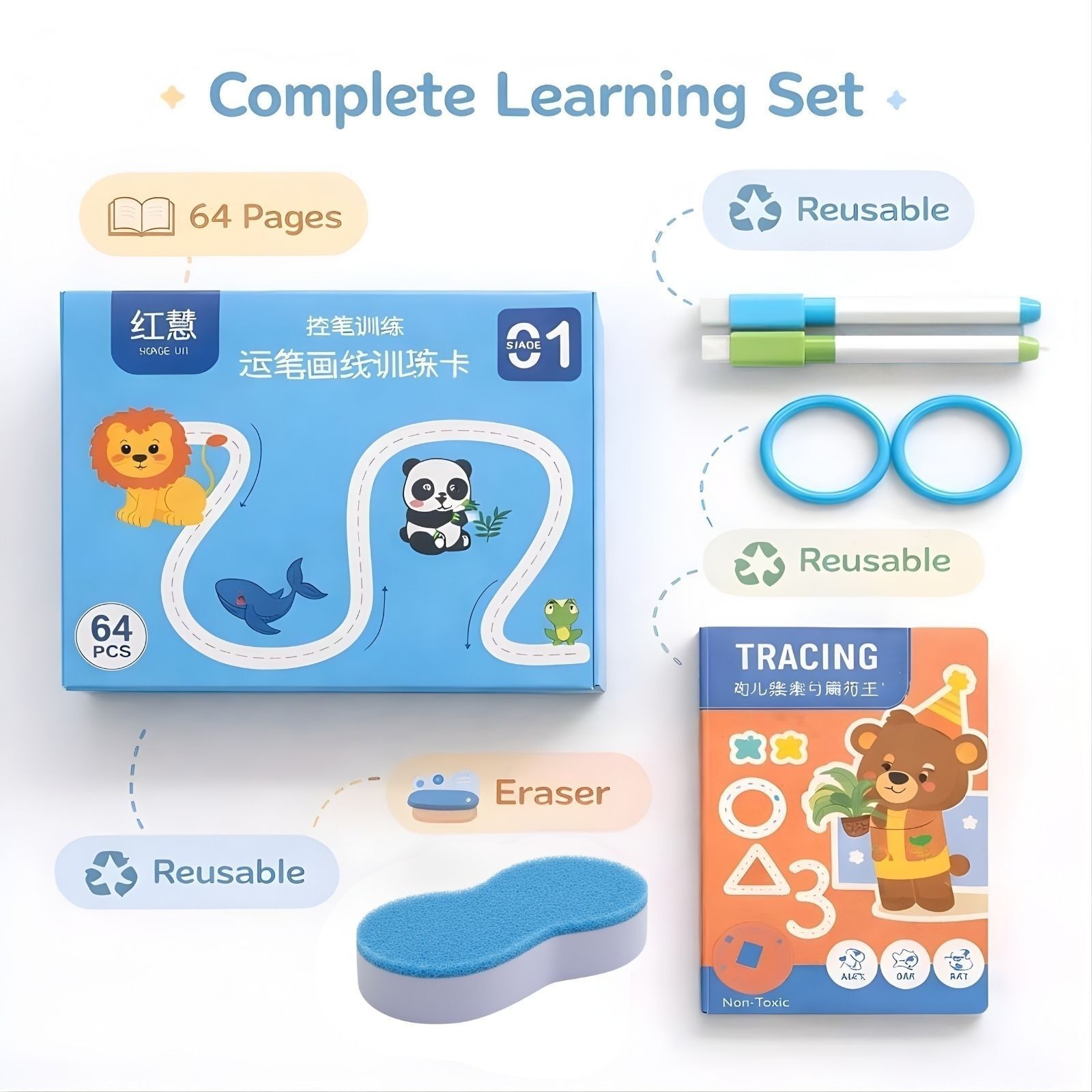 Reusable Magic Writing Book for Kids Letter Number Shapes Practice Set-image-15