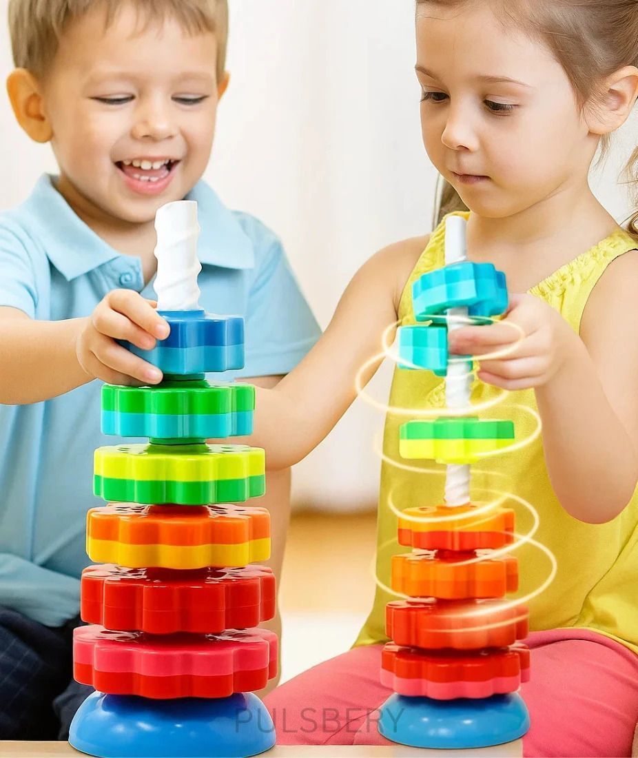 Rainbow Spin Tower – 6 Multicolor Stacking Rings for Kids-image-34