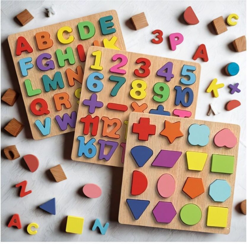 beauty bright 3in1 Wooden Alphabet Number Shape Learning Puzzel Board Set WD-149-picture-40