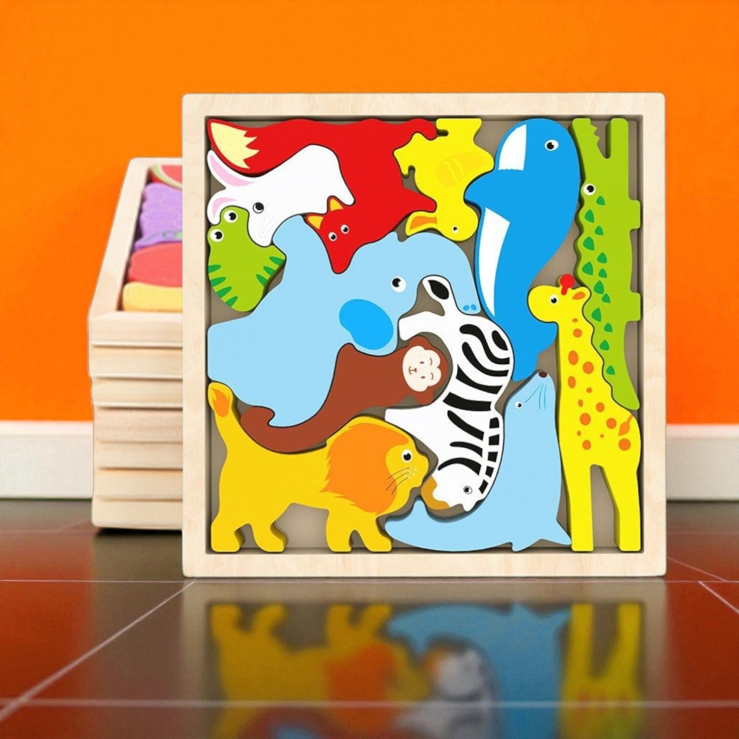 Multicolor Wooden Animal Puzzle – Fun & Educational Toy for Kids W106-image-13