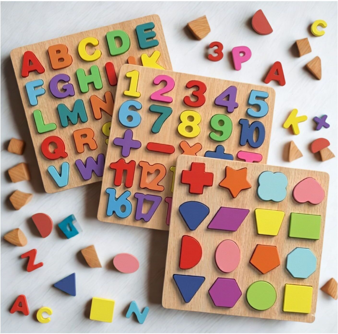 Educational Wooden Puzzle Board for Kids Alphabet Number Shape Activity P1S690-image-24