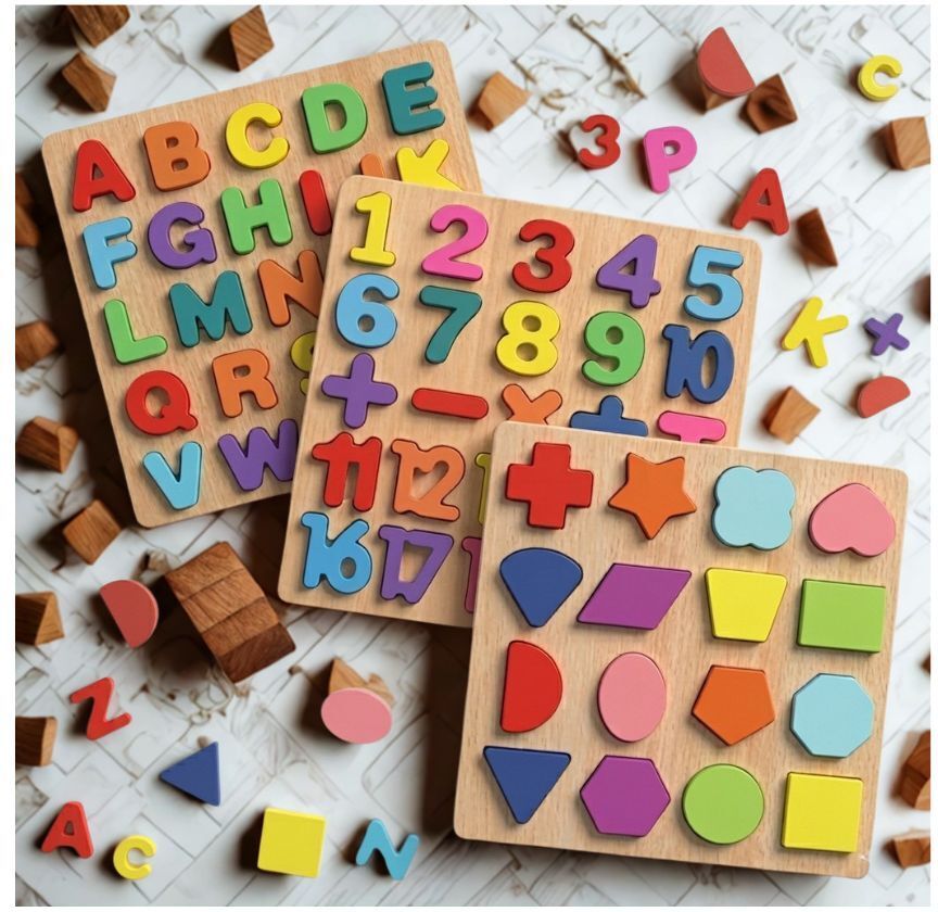 beauty bright 3in1 Wooden Alphabet Number Shape Learning Puzzel Board Set WD-101-picture-36