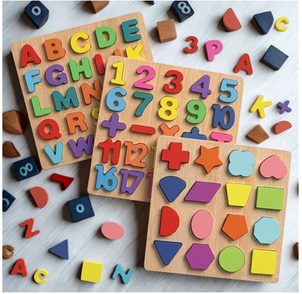 beauty bright 3in 1 Wooden Educational Puzzle Board for Kids Alphabet Number Shape Toy WD-530-picture-11