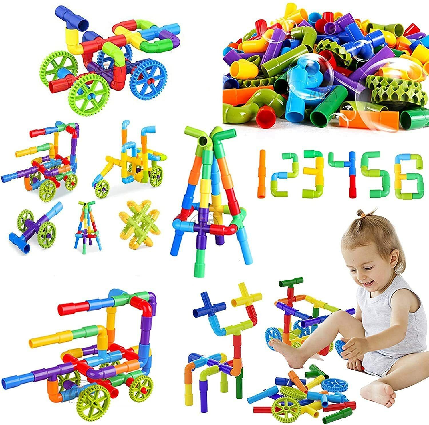85+ Piece ( Pipe Puzzle Building Block Toys ) Pipe Puzzle Shape Building Block Game for Kids