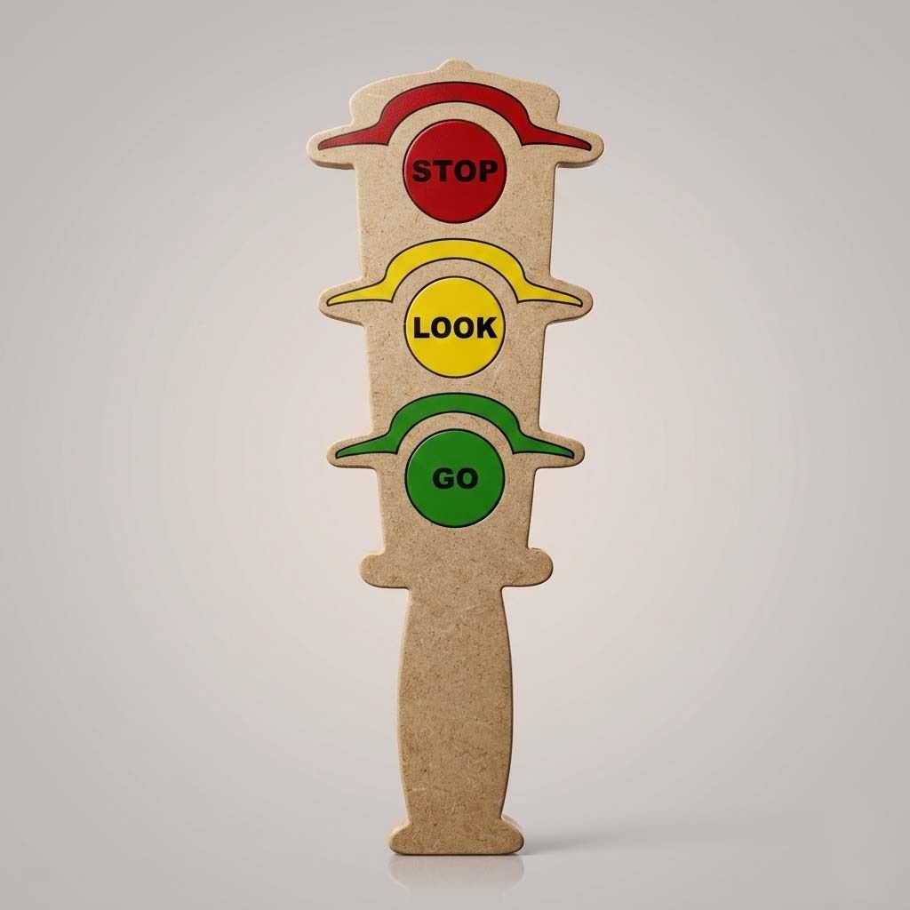 maskeen Wooden Traffic Signal Learning Toy – Stop Look Go Educational Board-picture-10