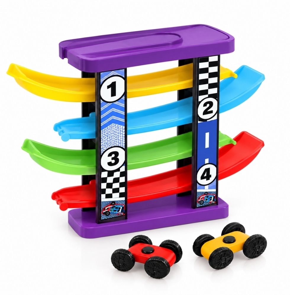 4-Level Race Track Ramp Toy for Kids with 2 Free Wheel Cars-image-19