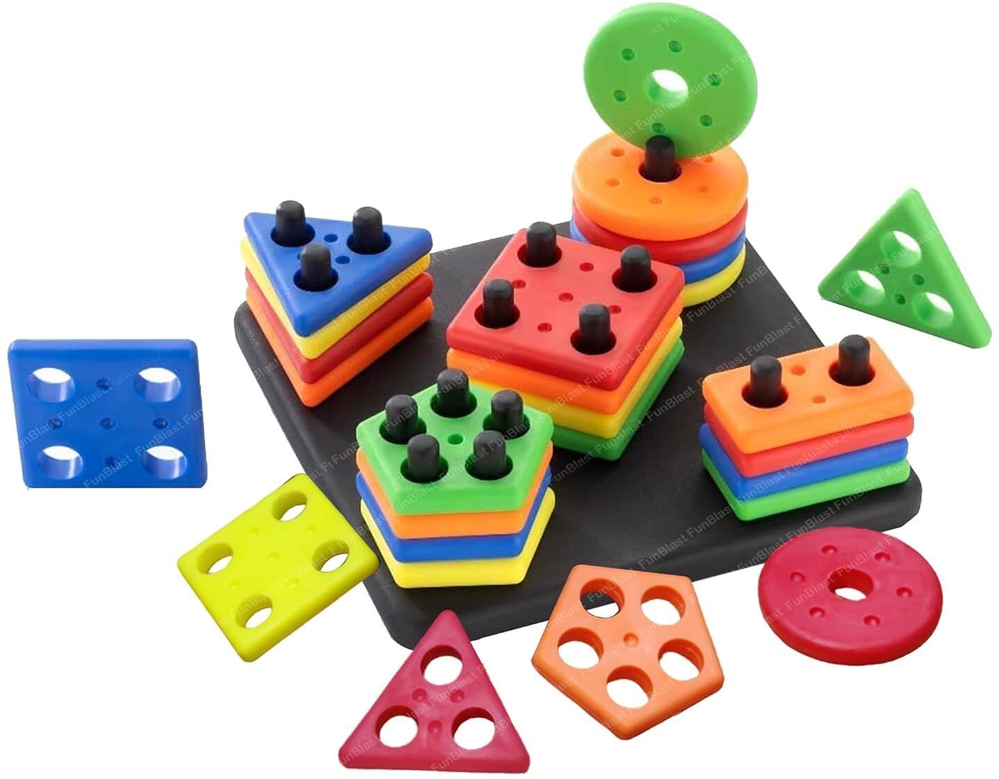 funblast Shape Sorting Toys, Stacking Sorter Toy for Kid, Column Matching Geometry Shapes-picture-26