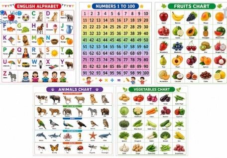 5 Charts For Kids - Alphabets,Numbers,Fruits,Animals,Vegetables-image-15