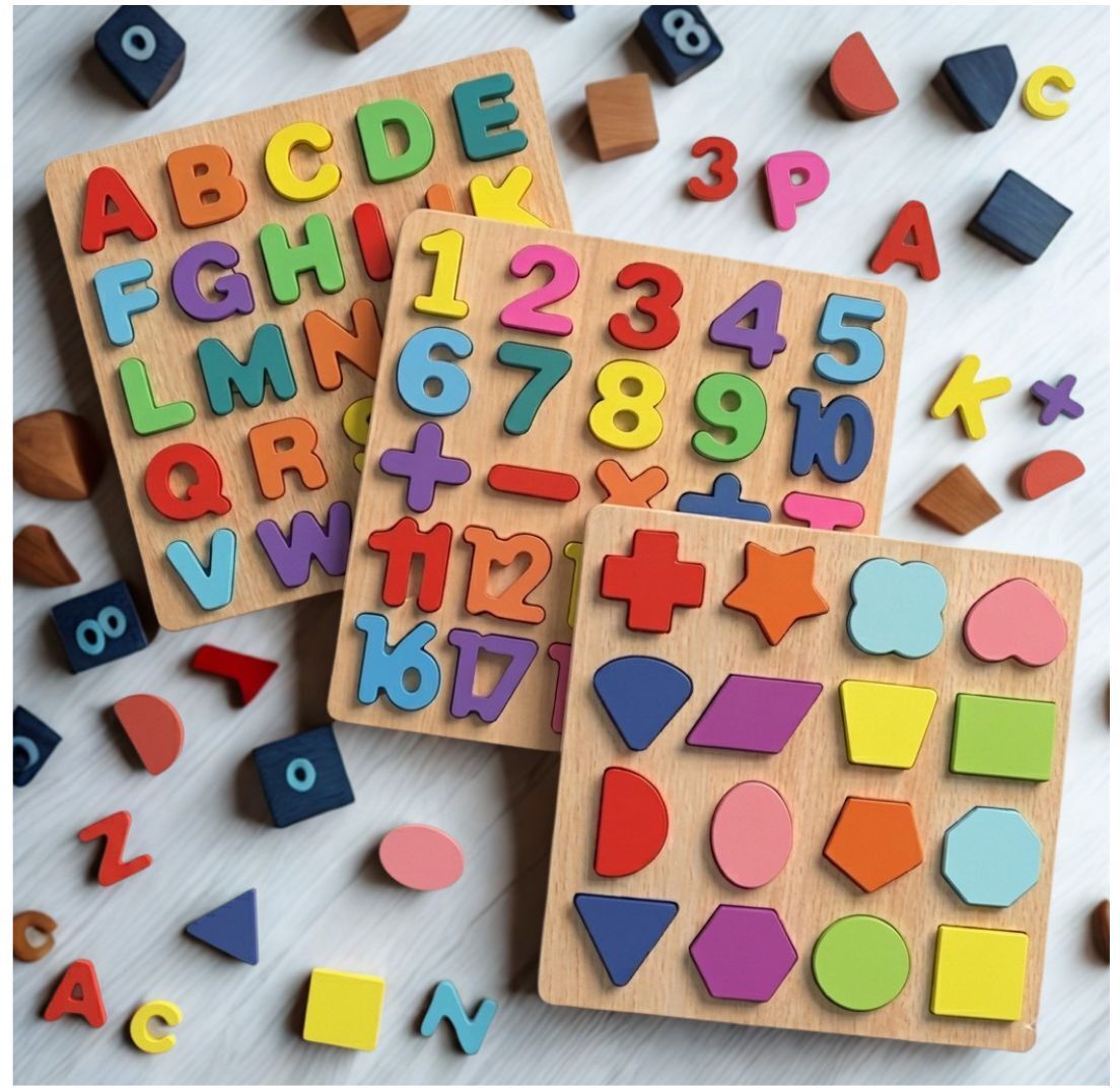 beauty bright Preschool Wooden Alphabet Number Shape Puzzle Board Learning Toy B1T703-picture-41