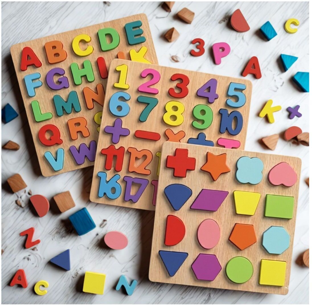 beauty bright 3 in 1 Wooden Puzzle Board for Kids Alphabet Number Shape Montessori Toy B1T705-picture-43