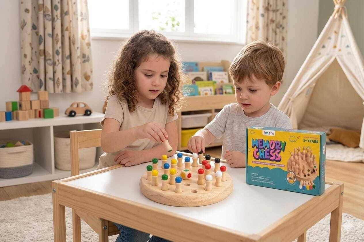madtex Wooden Memory Chess Game for Kids, Color Matching Brain Development Toy Board-picture-48