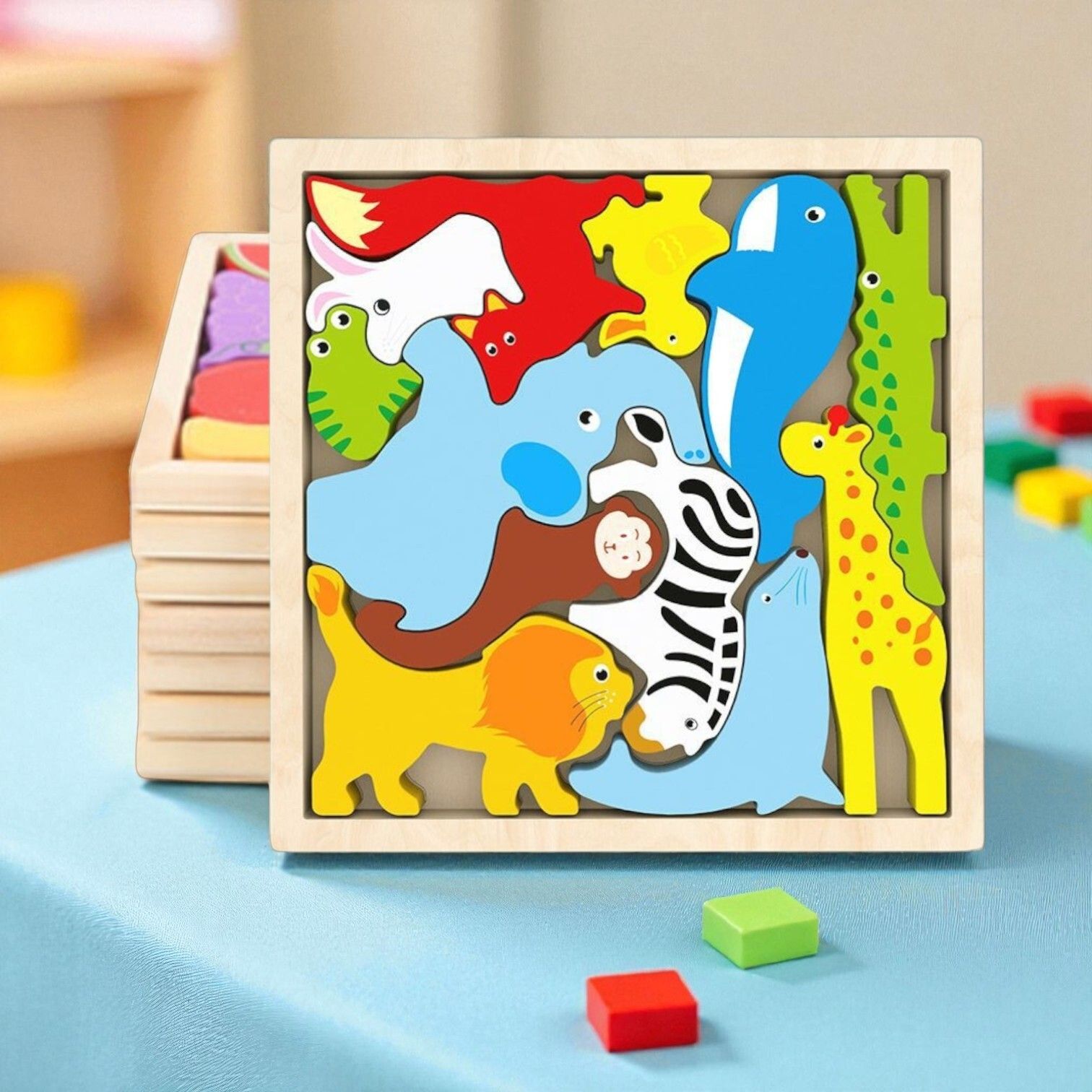 vhd Multicolor Wooden Animal Puzzle – Fun & Educational Toy for Kids W79-picture-42