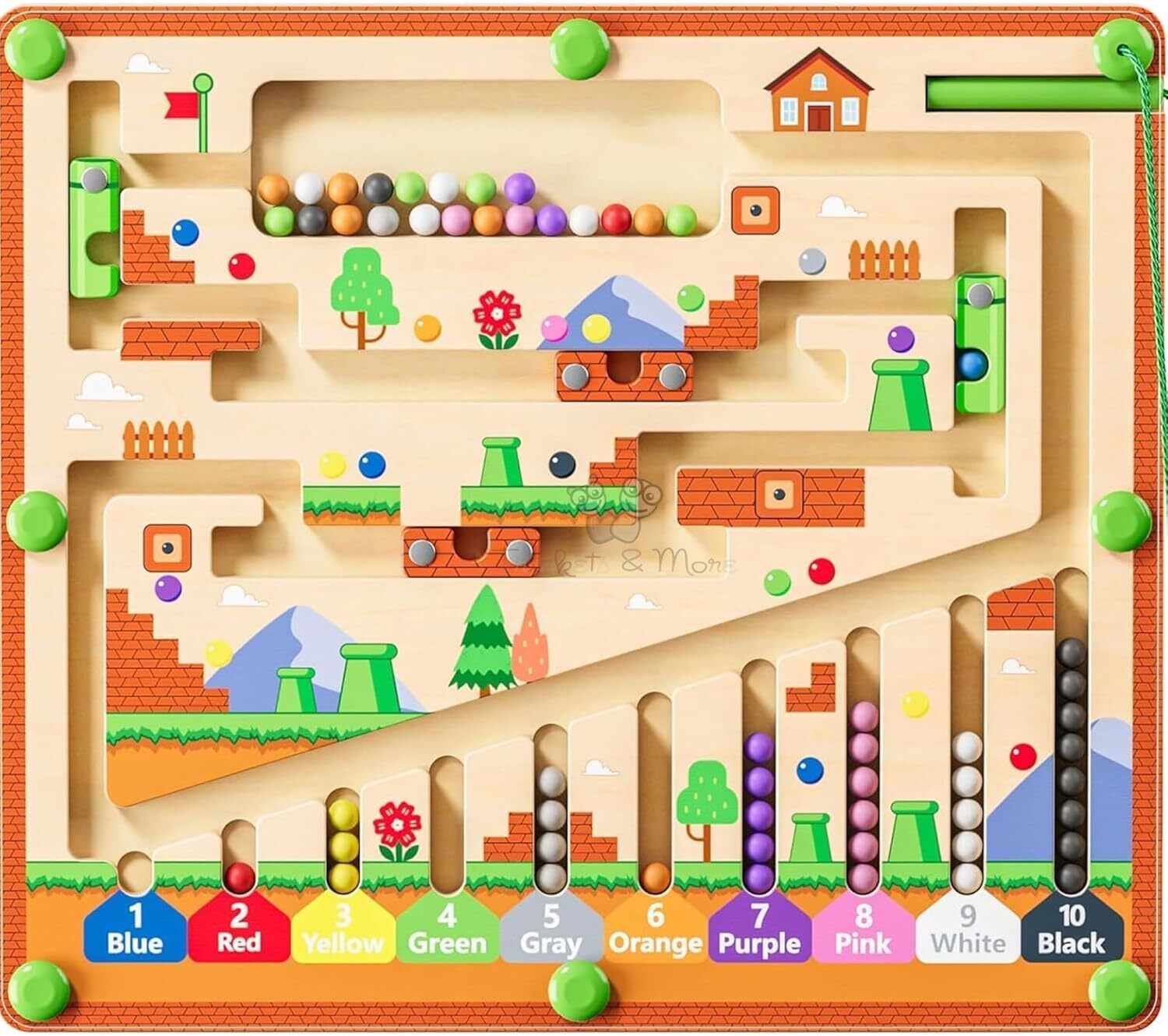 trinkets & more Montessori Magnetic Number Maze Counting Board for Toddlers (Mario Mushroom)-picture-16