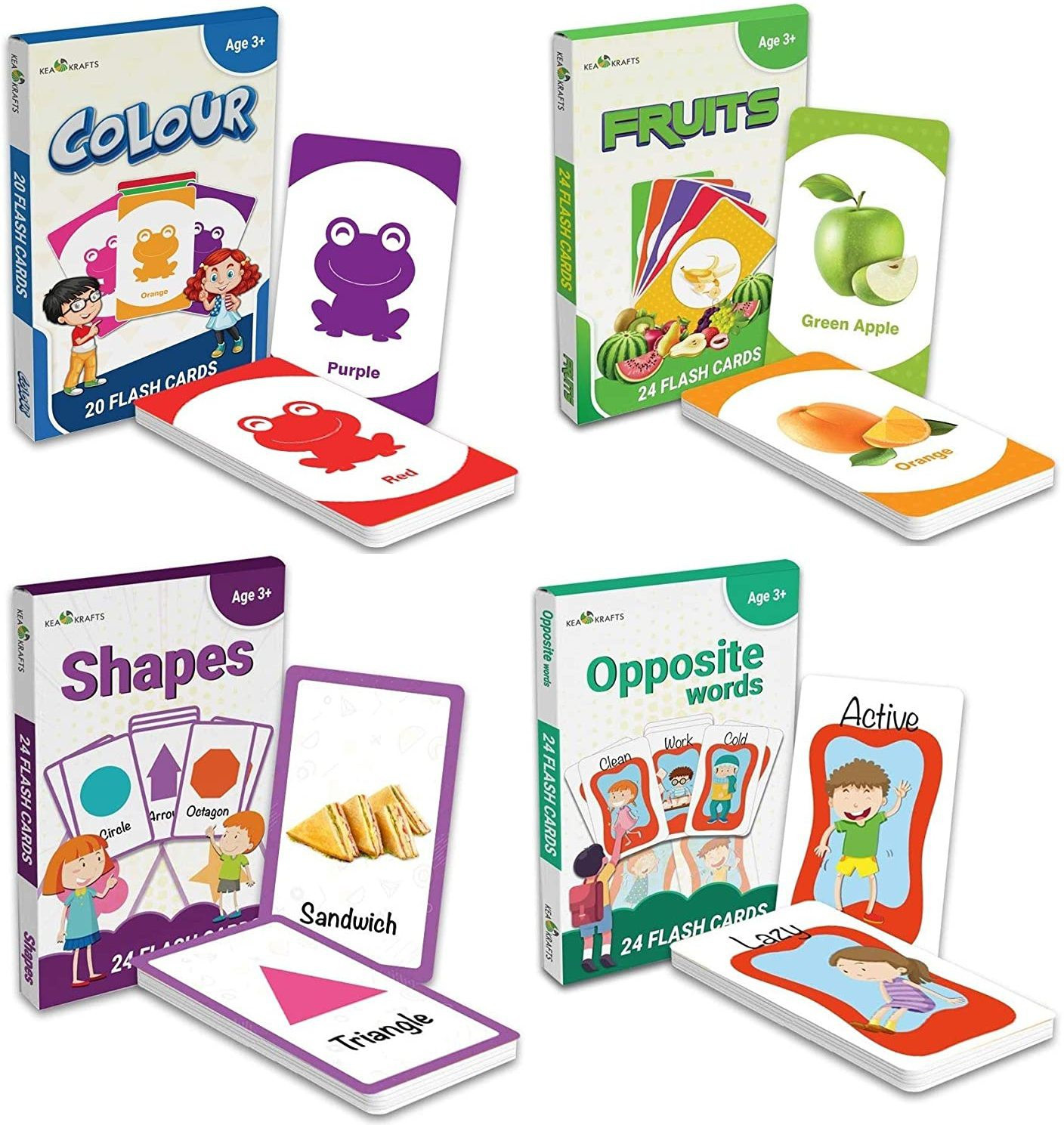 fratelli Keakrafts Wipe & Clean Activity Double Sided Flash Cards 4 sets Combo image 1