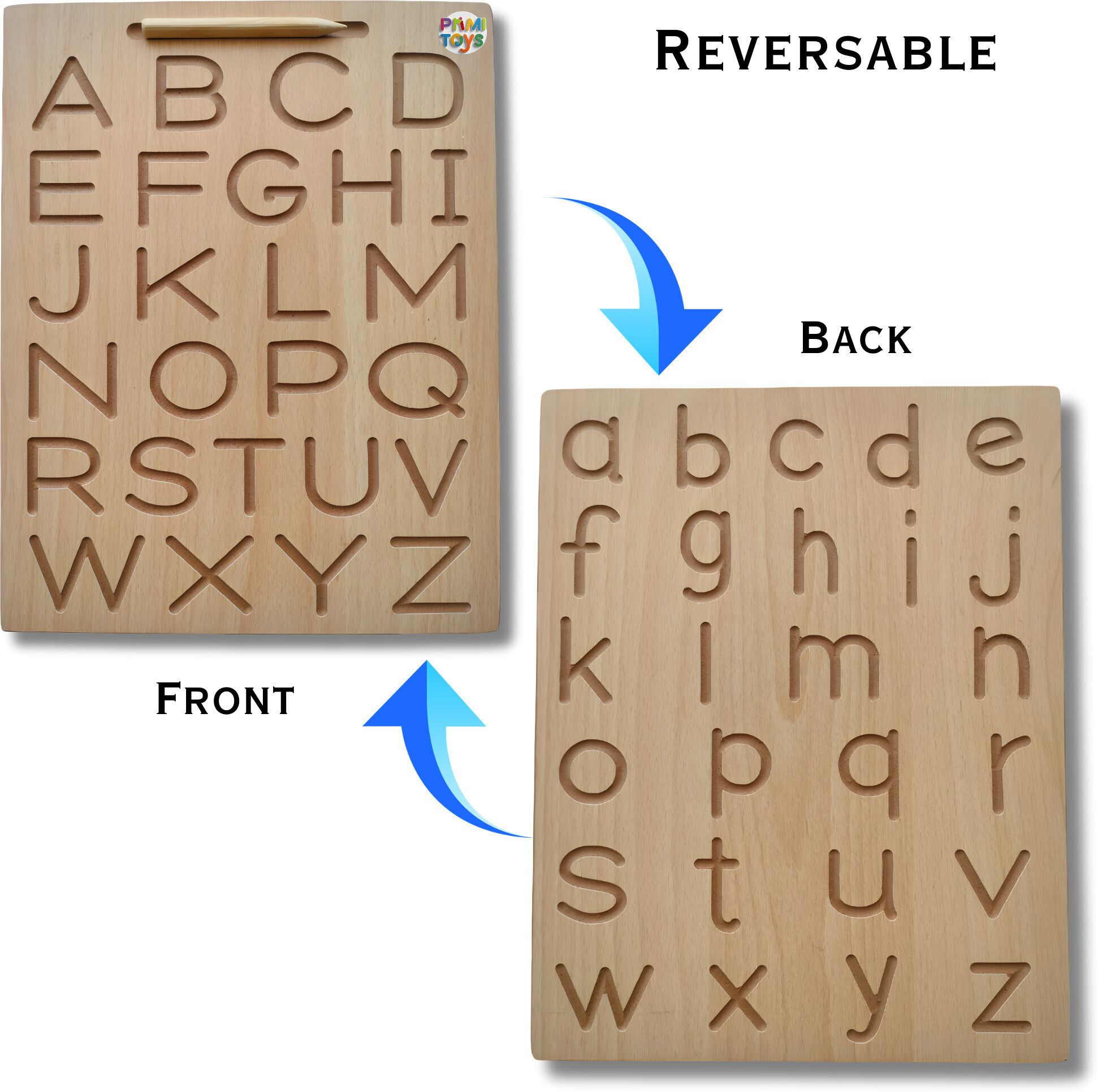 primitoys Wooden English Alphabet Tracing Board, Pre-Writing Practice Board - ABC Tracing-picture-21